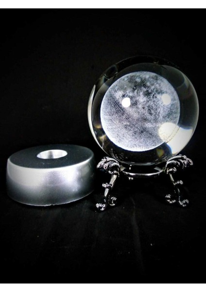 Dolunay Kristal Cam Küre Işıklı ve Standlı (Gümüş) fiyatları
