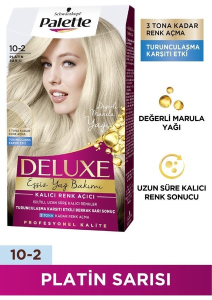 Sarı Saçlara Özel Bakım Seti Palette Deluxe Saç Boyası 10-2 Platin Sarısı + Gliss Blonde Perfector Mor Şampuan + Mor Maske