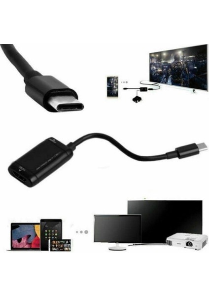 Mhl Android Telefon Tablet Için Usb-C Tip C HDMI Adaptörü USB 3.1 Kablosu (Yurt Dışından)