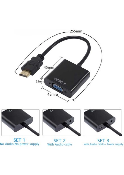 HDMI VGA Adaptörü Erkek Kadın Dönüştürücü Adaptör 1080P Dijital Analog Video Ses Pc Dizüstü Tablet Için (Yurt Dışından) modelleri