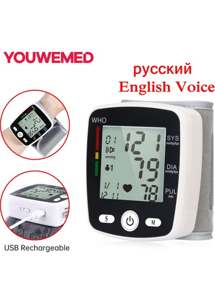 USB Şarj Edilebilir Bilek Kan Basıncı Monitörü (Yurt Dışından)