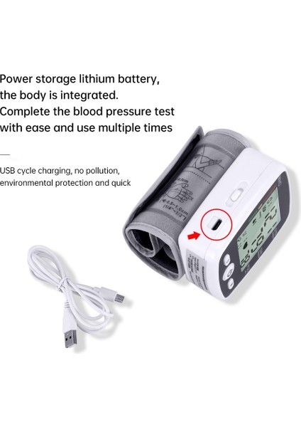 USB Şarj Edilebilir Bilek Kan Basıncı Monitörü (Yurt Dışından)