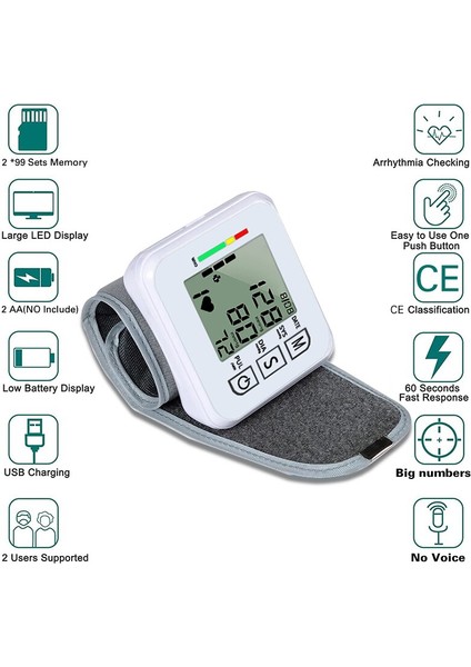 Taşınabilir Otomatik Dijital LCD Ekran Bilek Kan Basıncı Monitörü (Yurt Dışından) fırsatları