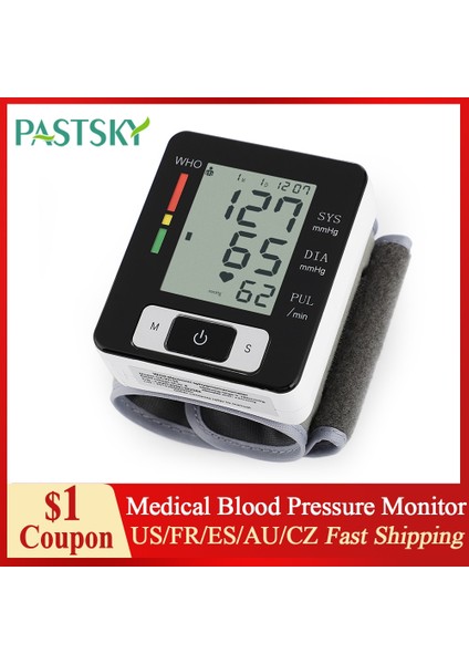 Taşınabilir Otomatik Dijital LCD Ekran Bilek Tıbbi Kan Basıncı (Yurt Dışından) fiyatları