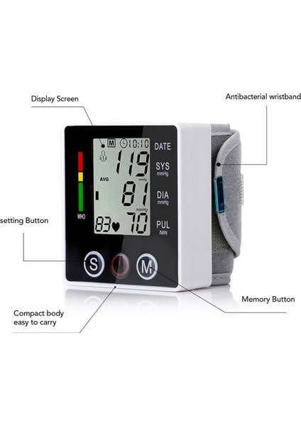 Tonometer Otomatik Bilek Dijital Kan Basıncı Monitörü (Yurt Dışından) fiyatları