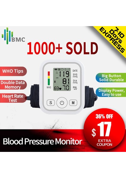 Bmc Homeuse Sağlık Dijital LCD Üst Kol Kan (Yurt Dışından)