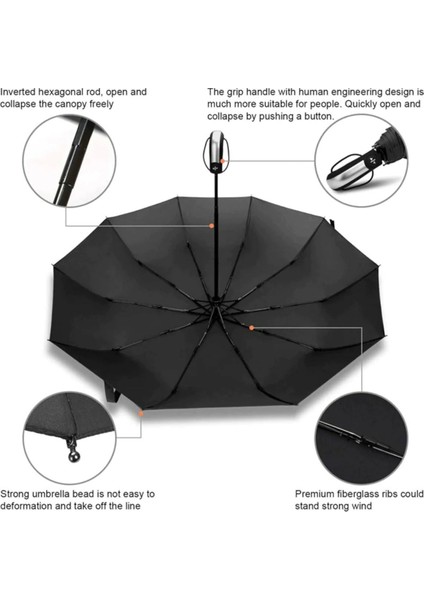 DS8820 Full Tam Otamatik Erkek Şemsiye 10 Telli Şemsiye