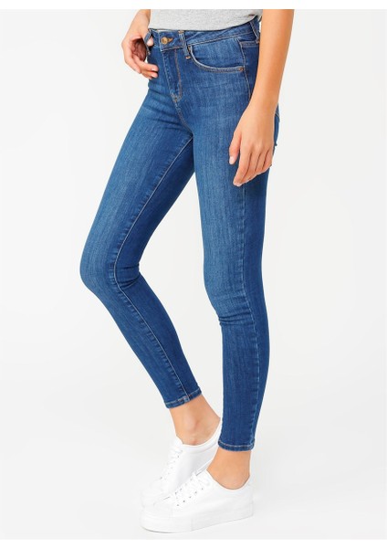 Recycle Jamy Kadın Jean Skinny Highrise Fit Pantolon Agora Dark modelleri