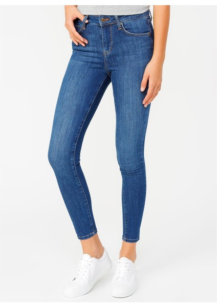 Recycle Jamy Kadın Jean Skinny Highrise Fit Pantolon Agora Dark fırsatları