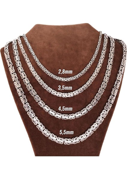 4.5mm Gümüş Erkek Kolye Yassı Ezme Kral Model fiyatları