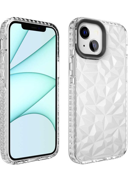 Apple iPhone 13 Kapak Prizma Darbe Emici Arkası Şeffaf Silikon Kılıf - Beyaz