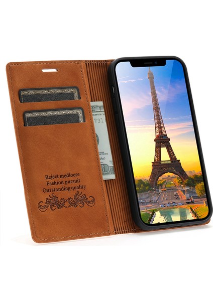 Retro Buzlu Cüzdan Cep Telefonu Kickstand Kılıfı iPhone 11 Pro (5,8 Inç) ile Uyumlu (Yurt Dışından)