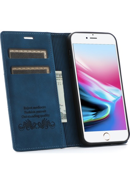 Retro Buzlu Cüzdan Cep Telefonu Kickstand Kılıfı iPhone Se 2-Se 2020 / iPhone 8-7 ile Uyumlu (Yurt Dışından)