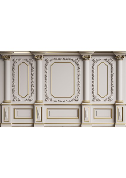 Çerçeveli Motif Desenli Tek Parça Duvar Kağıdı 315 x 280