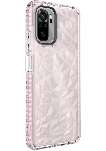 - Xiaomi Redmi Note 10 - Kılıf Koruyucu Prizmatik Görünümlü Buzz Kapak - Pembe