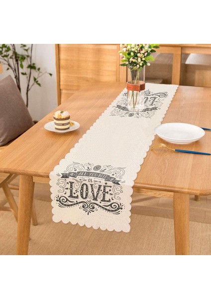 Love Yazılı Dijital Baskı Dekoratif Runner