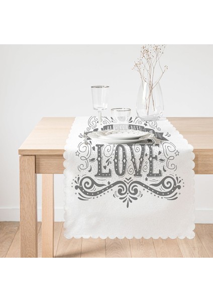 Love Yazılı Dijital Baskı Dekoratif Runner fiyatları