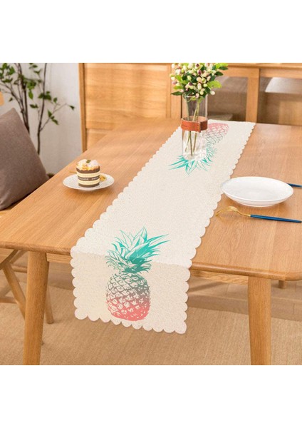 Mavi Ananas Baskılı Dekoratif Runner