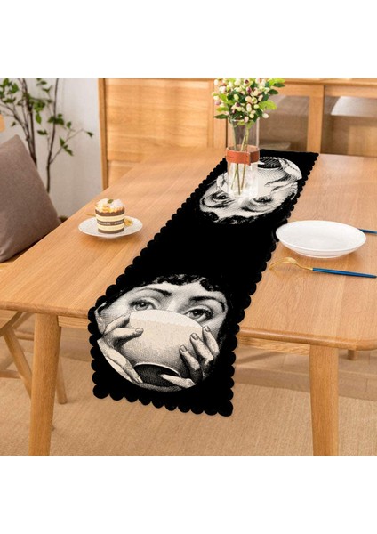 Fornasetti Özel Tasarım Dijital Baskılı Dekoratif Runner