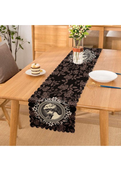 Real Homes Gül & Portre Motifli Dijital Baskılı Dekoratif Runner