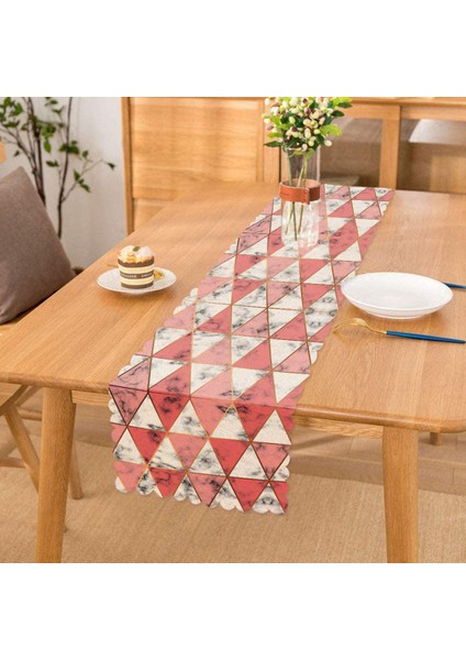 Geometrik Üçgen Şekilli Mermer Desenli Özel Tasarım Runner