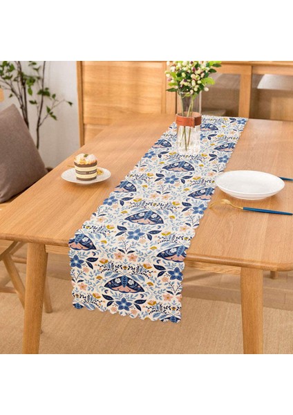 Real Homes Çiçekli Özel Tasarım Dijital Baskılı Dekoratif Runner