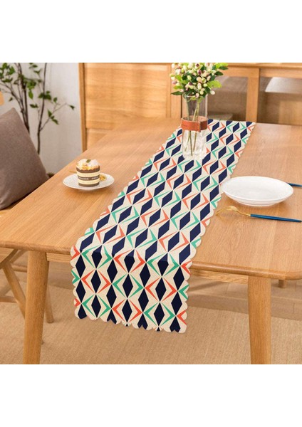 Renkli Geometrik Desenli Dijital Baskılı Modern Runner
