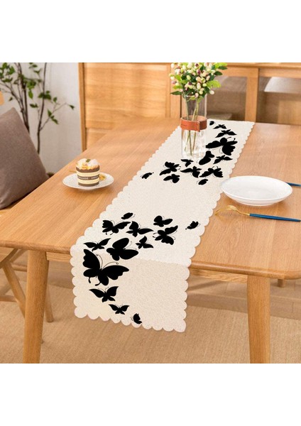 Modern Kelebek Dijital Baskılı Dekoratif Runner