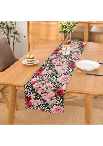 Leopar Temalı Kavaniçe Desenli Dijital Baskılı Özel Tasarım Runner
