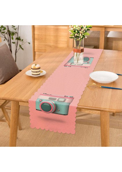 Pembe Zeminli Yılbaşı Konseptli Desenli Özel Tasarım Runner