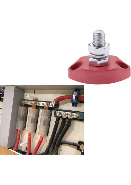 2x Kavşak Blok Güç Post Set Yalıtımlı Terminal Saplama 6mm Paslanmaz Çelik Siyah Kırmızı 6mm (Yurt Dışından)