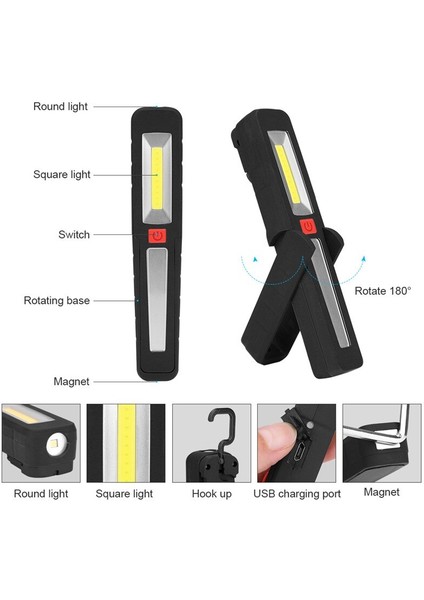 LED Cob Çalışma Lambası Taşınabilir Fener Dahili Pil (Yurt Dışından) modelleri