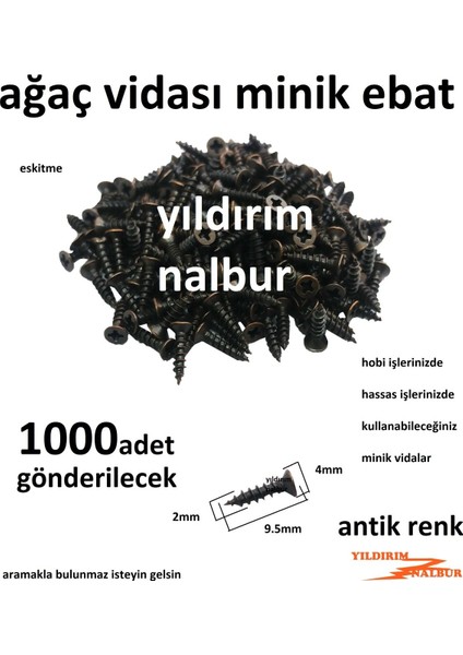 Ağaç Vidası Mini Antik Renk 1000 Adet Eskitme Minik Vida fiyatları