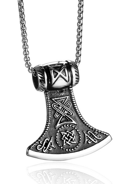 Vintage Nordic Viking Lun Un Balta Çelik Kolye
