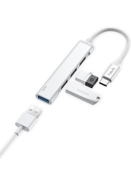 HB41 Type-C Hub 4 Port USB 3.0 Çoklayıcı Dönüştürücü - 5gbps