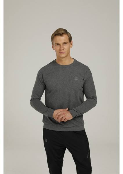 SN90 Basic C-Neck Sweatsh Gri Erkek Sweatshirt