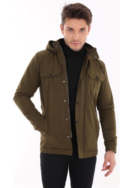 Tomms Erkek Jake Slim Fit Kapüşonlu Içi Kürklü Kısa Mont Soğuk Geçirmez BNTDNR-8109