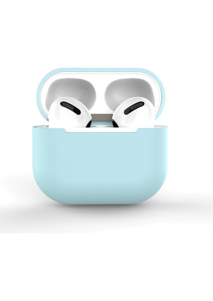 Airpods 3 2021( Airpods 3. Nesil) Kılıf Silikon Kılıf Slim Zar - Açık Mavi