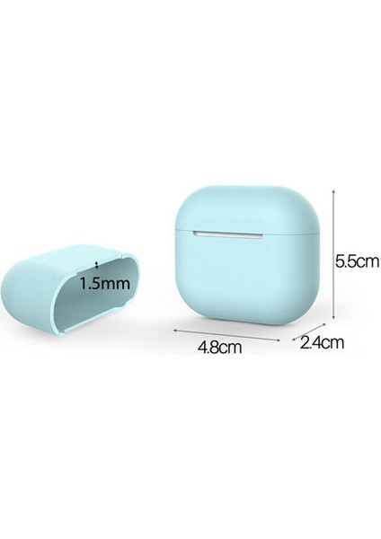 Airpods 3 2021( Airpods 3. Nesil) Kılıf Silikon Kılıf Slim Zar - Açık Mavi