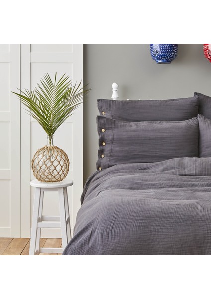 Pruva Çift Kişilik Müslin Yatak Örtüsü Seti Antrasit fiyatları