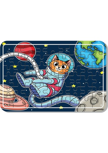 Uzay Kedi, Sevimli Hayvanlar, Lunapark , Masal Kahramanları Çiftlik Hayvanları 54 Parça Ahşap Puzzle