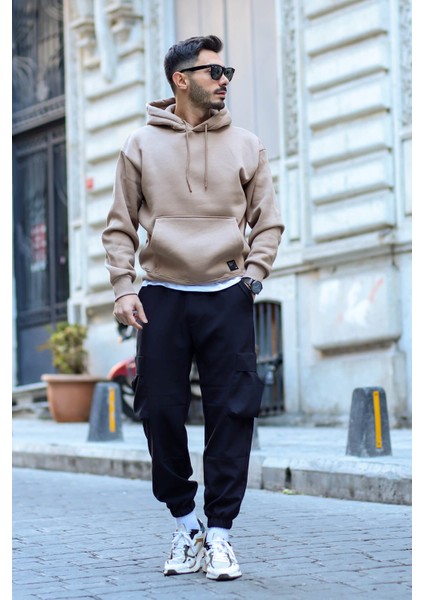 Oversize Kapüşonlu Kanguru Cepli Sweatshirt - Hoodie