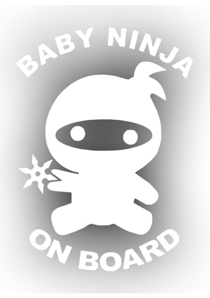 | Baby Ninja On Board | Araba Laptop Duvar Folyo Sticker 10 x 13 cm