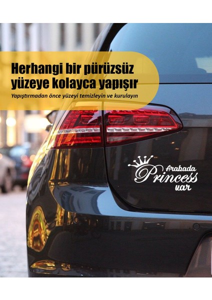 | Arabada Princess Var | Araba Laptop Duvar Folyo Sticker 25 x 12,5 cm fiyatları