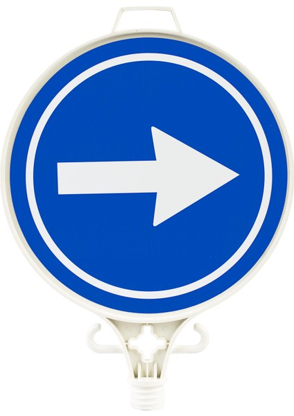 Yuvarlak Uyarı Levhası Sağa Mecburi Yön Çift Yön