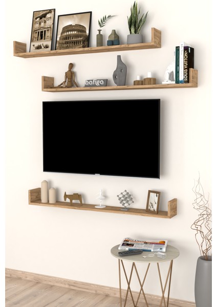 Tv Rafı Duvar Rafı Uçan Raf Kitaplık Rafı 120 cm Çam
