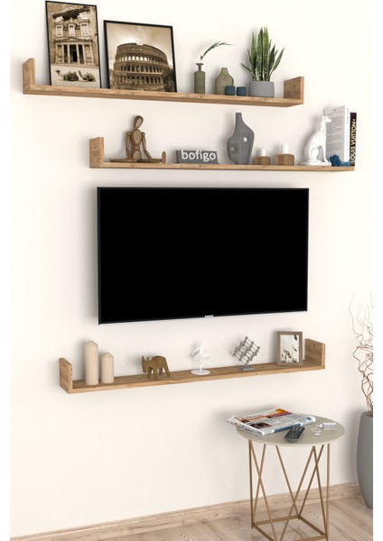 Tv Rafı Duvar Rafı Uçan Raf Kitaplık Rafı 120 cm Çam