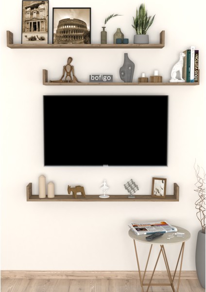 Tv Rafı Duvar Rafı Uçan Raf Kitaplık Rafı 120 cm Çam
