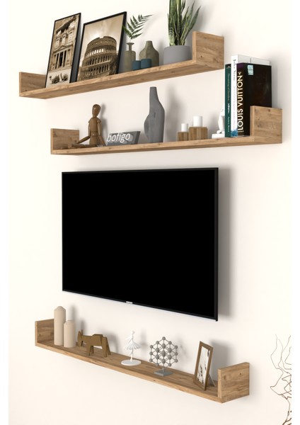 Tv Rafı Duvar Rafı Uçan Raf Kitaplık Rafı 120 cm Çam