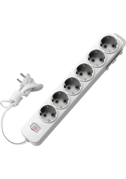 2 Metre Altılı Uzatma Kablosu Anahtarlı Topraklı Çocuk Korumalı Askı Aparatlı 3x1.5 Kablo